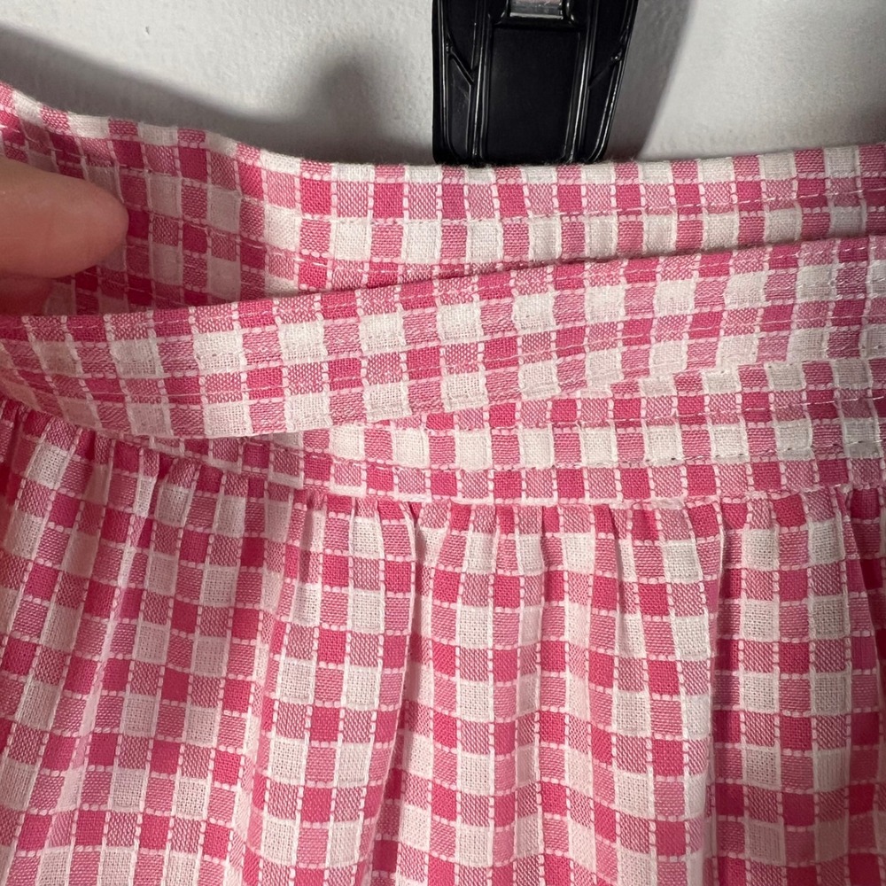 Cece Tulip Fields Gingham Confetti Pink White Midi Skirt Lined NWT 6 Side Zip - Picture 6 of 11
